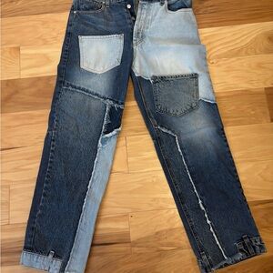 REVICE  Woman's Two-Tone Patchwork Jeans